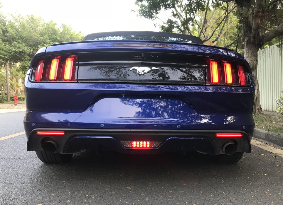 thumbnail image 2 of Smoked Lens 36-SMD Red LED Bumper Reflector Lights For 2015-2017 Ford Mustang – IJDMTOY 2 of 5