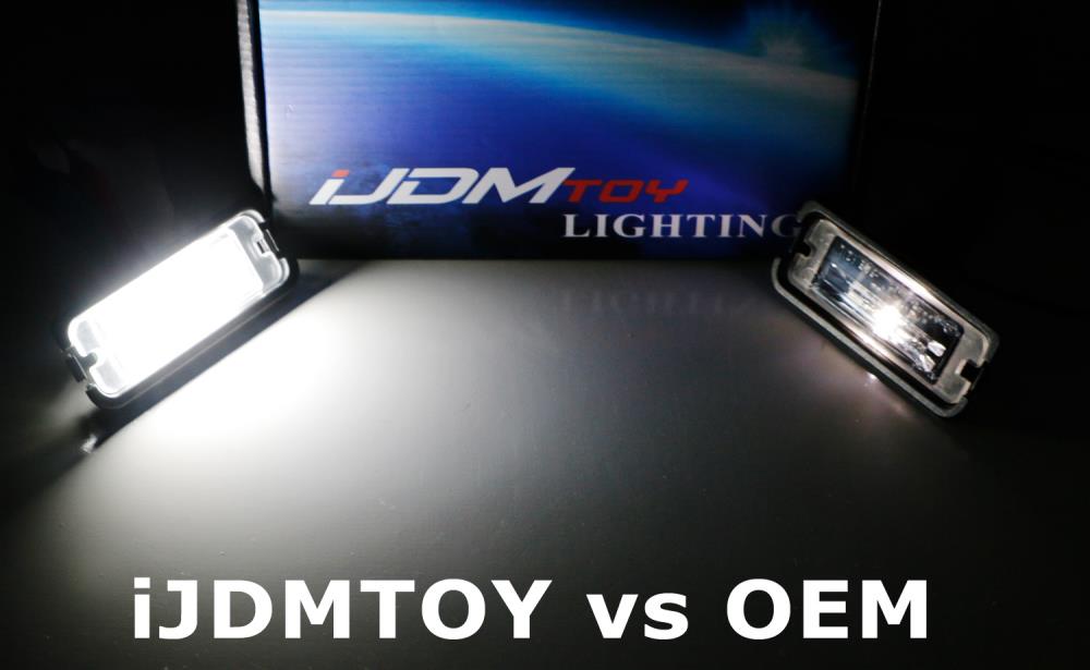OEM-Fit 3W Full LED License Plate Light Kit For 2015-up Ford Mustang, Powered by 18-SMD Xenon White LED-iJDMTOY