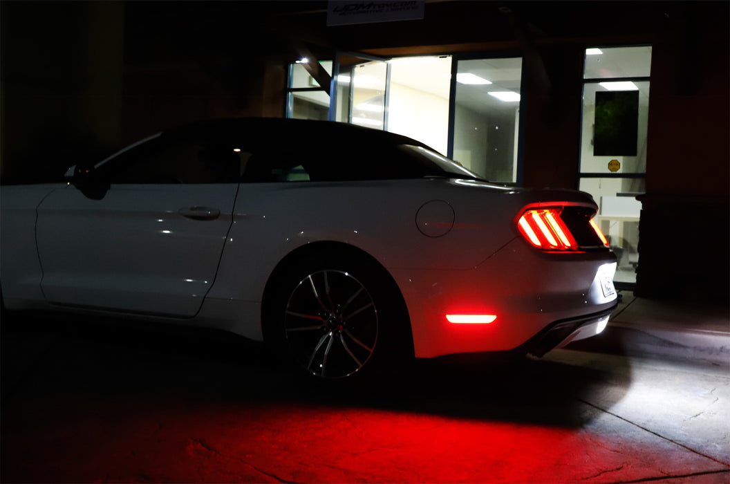 Clear Lens LED Rear Side Marker Lamps w/ Red LED Lights For 2015-23 Ford Mustang