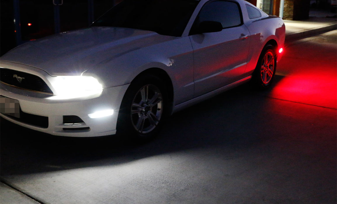 GTINTHEBOX Smoked LED Side Marker Lights For 2010-2014 Ford Mustang - Front Amber & Rear Red Lamps, Plug & Play Installation