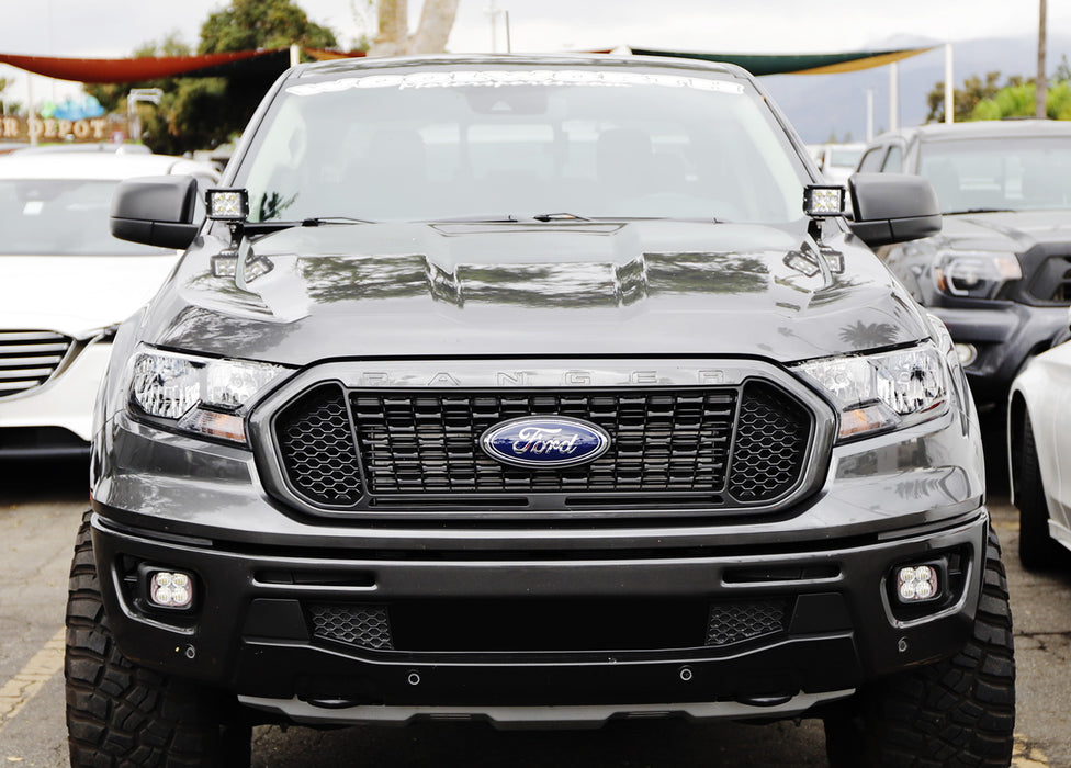 White LED A Pillar Driving Lights w/Amber Strobe Feature For 2019-up Ford Ranger