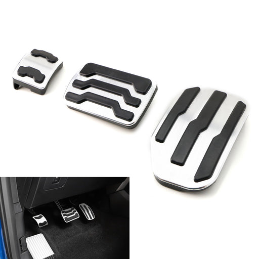3pc Set Track Design Silver Aluminum Foot Pedal Covers For 2015-20 Ford F150 etc
