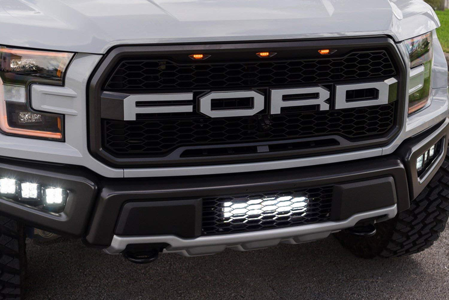 2017-2020 Ford Raptor Behind Lower Grille Mount 80-LED Light Bar Kit ...