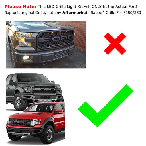 3pcs Smoked 12-SMD Amber Yellow LED Front Grille Running Lights For Ford Raptor
