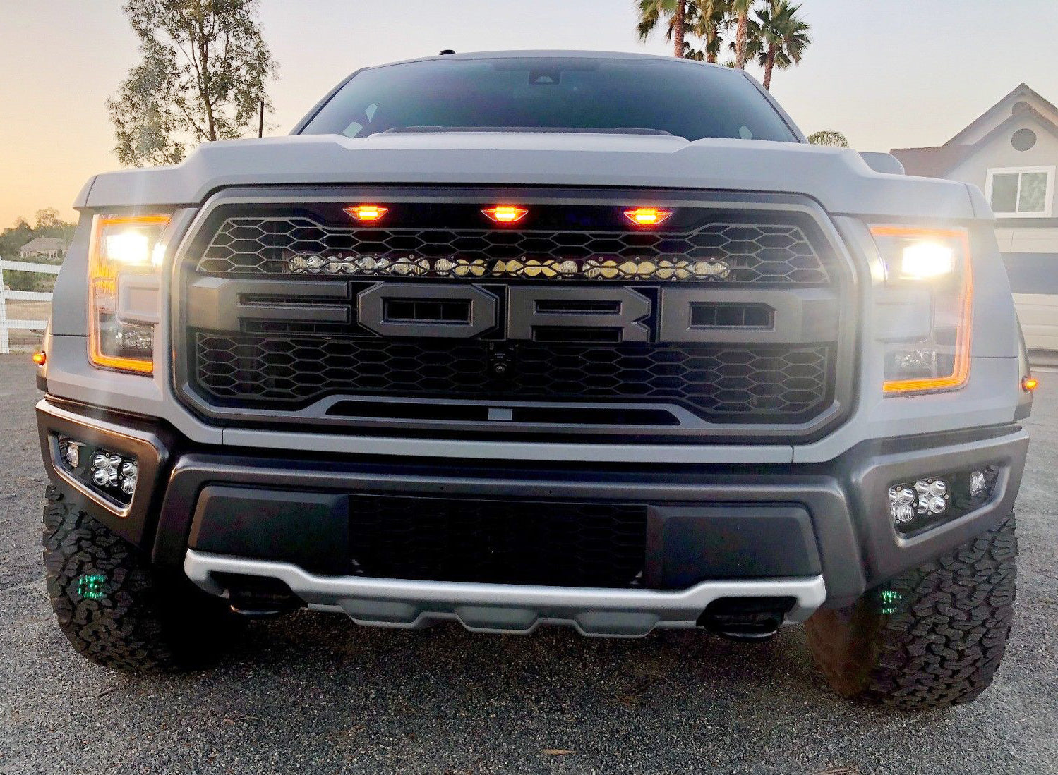 MODIPIM Smoked Amber LED Grille Lights – For Ford Raptor 2010-2014 & 2017+, 3pc, 3000K, OEM AL3Z15442C