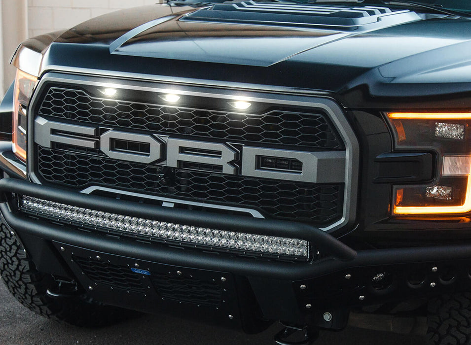 3pcs Smoked 12-SMD Xenon White LED Front Grille Running Lights For Ford Raptor