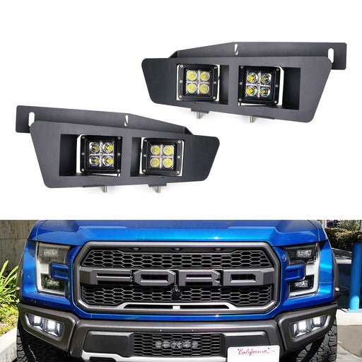 80W Dual 2x2 Cubic LED Pod Fog Light Kit w/ Panel Cover Wire For 2017-20 Raptor