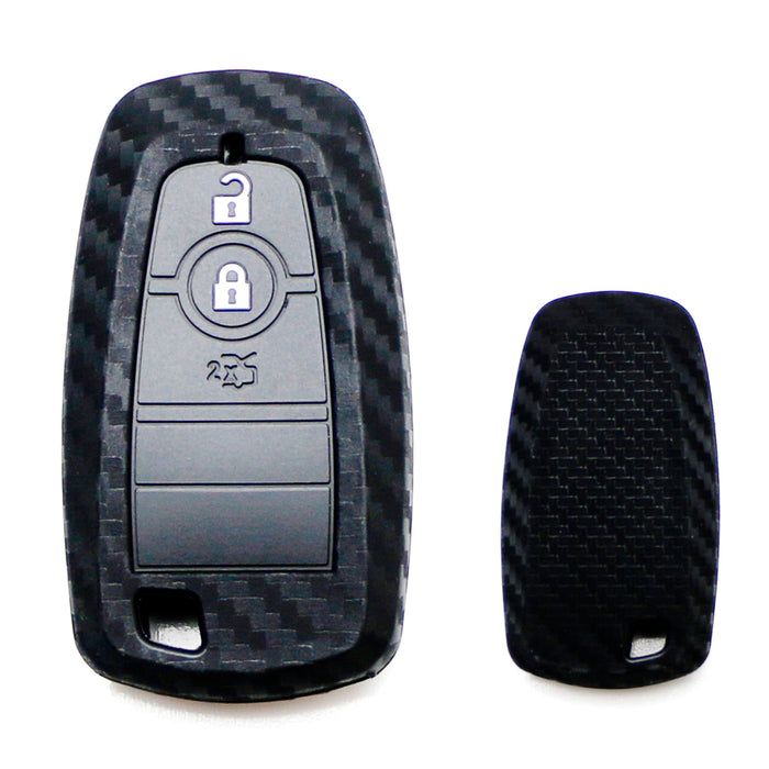 Carbon Fiber Soft Silicone Key Fob Cover For Ford Edge Fusion Mustang F150 F250
