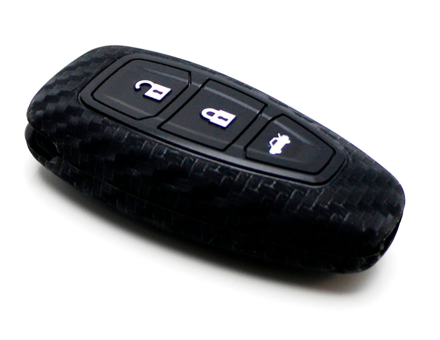 Carbon Fiber Soft Silicone Key Fob Cover For Ford 11-17 Fiesta, 12-17 Focus, etc