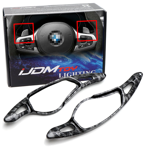 "Forged Carbon" Large Steering Wheel Paddle Shifters For BMW 3 4 5 X A90 Supra