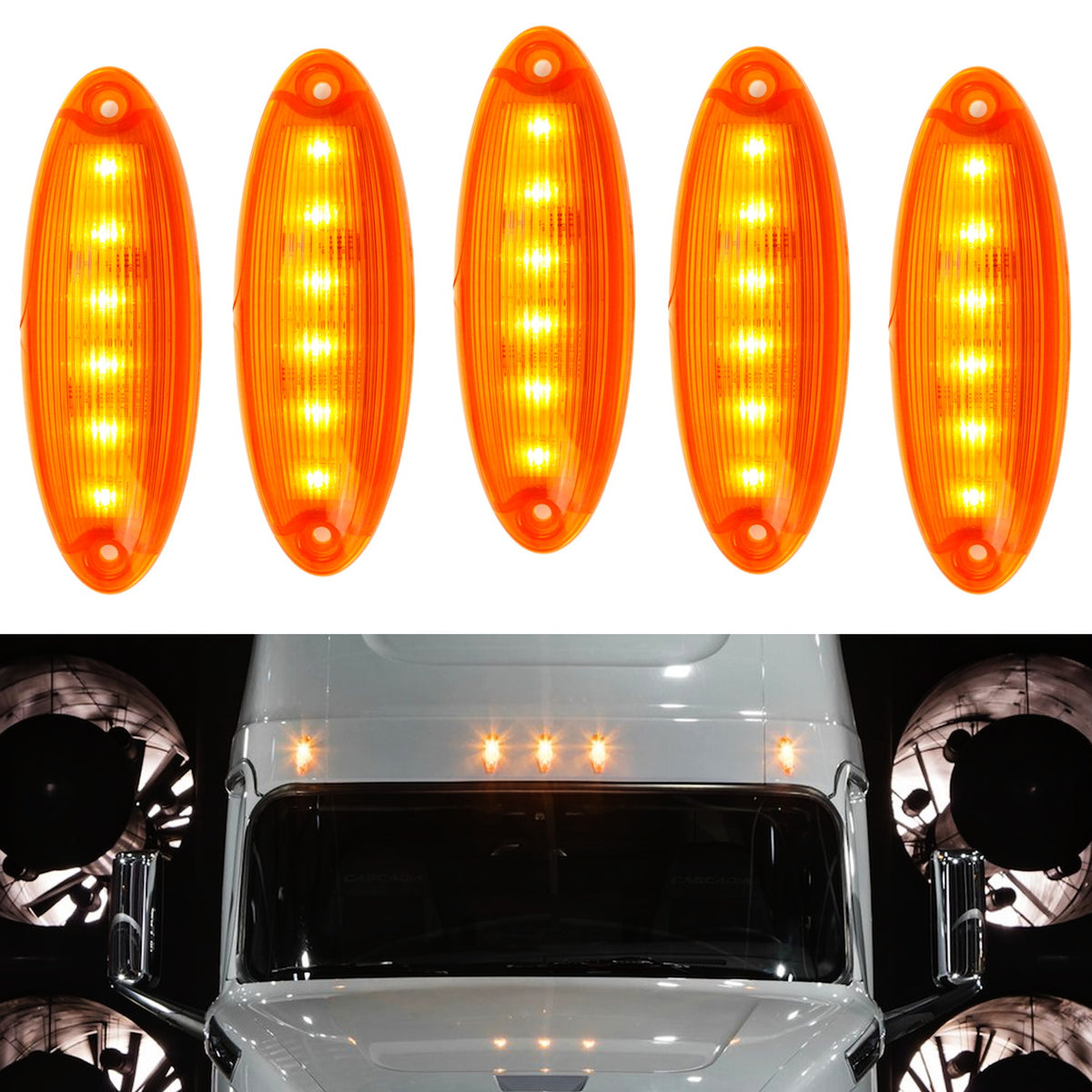 OE-Spec LED Front Raised Roof Clearance Marker Lights For Freightliner  Cascadia — iJDMTOY.com, image size:1200x1200