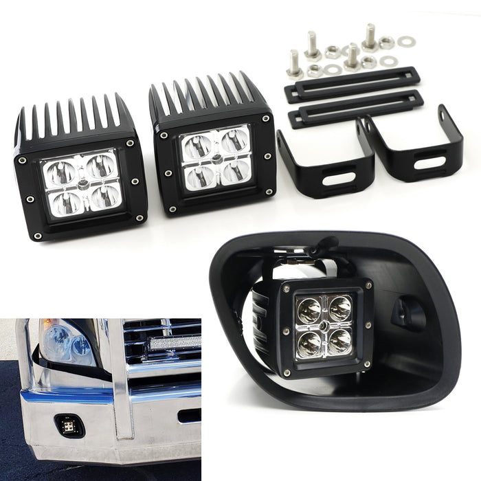 2008-17 Freightliner Cascadia LED Pod Fog Light Kit w/Brackets, Wiring iJDMTOY.com 2008-17 Freightliner Cascadia LED Pod Fog Light Kit w/Brackets, Wiring iJDMTOY.com