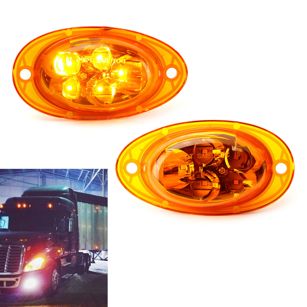 Grand General 76370 Amber Oval 12-LED Side Marker & Turn Signal Light For Freightliner - DOT Compliant