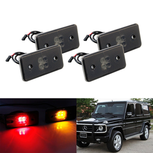 Smoked Lens Front & Rear LED Side Marker Lights For 02-14 Mercedes W463 G-Class