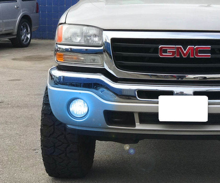 OEM-Spec Clear Lens Fog Lights w/ Ice Blue 15-SMD LED Bulbs For 03-06 GMC Sierra