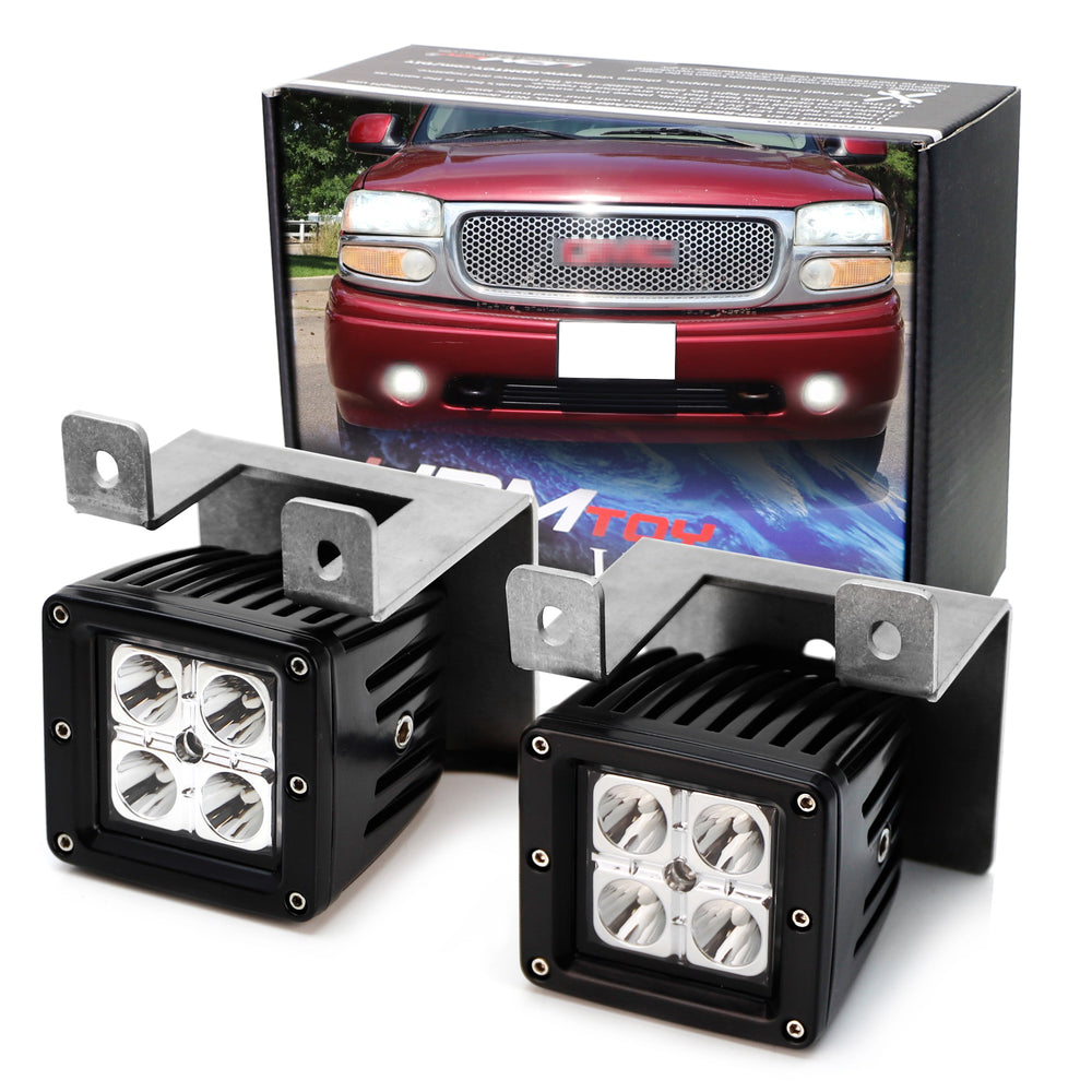 3" 20W LED Pod Fog Light Kit + Bracket Wiring For GMC 01-06 Yukon Denali Sierra