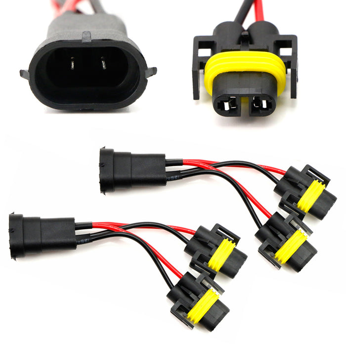 Pair H11/H8 2-Way Splitter Wires For Headlight/High Beam Quad/Dual Projectors