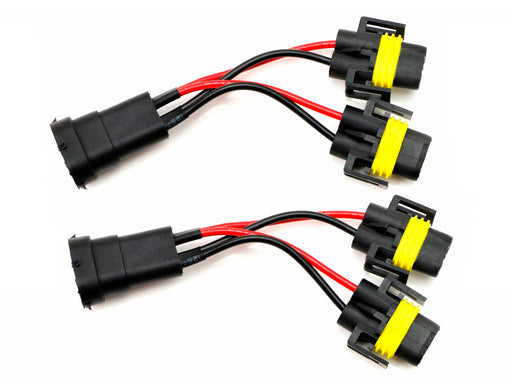 Pair H11/H8 2-Way Splitter Wires For Headlight/High Beam Quad/Dual Projectors