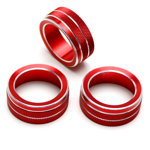3pcs Sport Red AC Climate Control Switch Knob Ring Covers For 18-22 Honda Accord