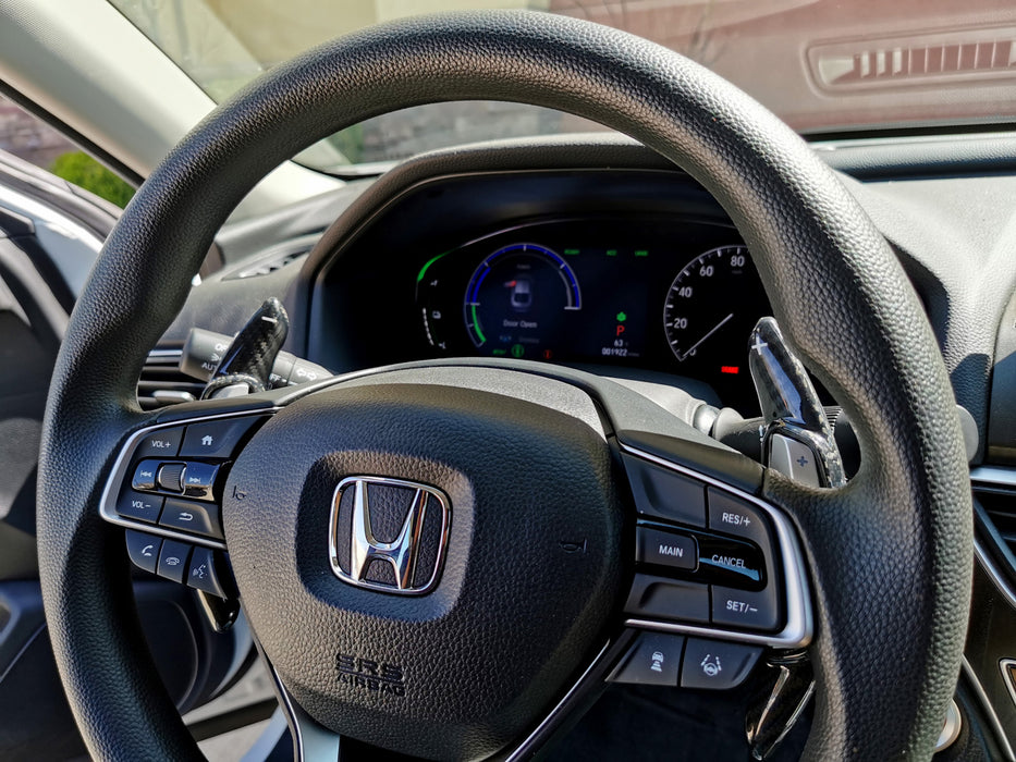 thumbnail image 2 of Aazon.co: 2PCS Steering Wheel Tri Paddle Shifter Extensions Carbon Fiber Decal Sticker 2 of 10
