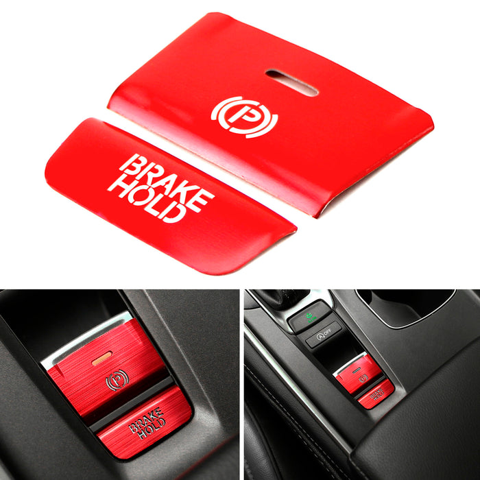 Red Aluminum Hand Brake Release Button Decoration Cover For 2018-22 Honda Accord