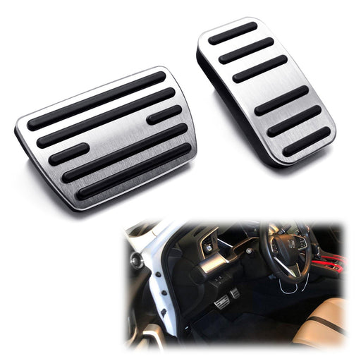Track Racing Design Silver Aluminum Foot Pedal Covers For Honda Acura Auto Trans