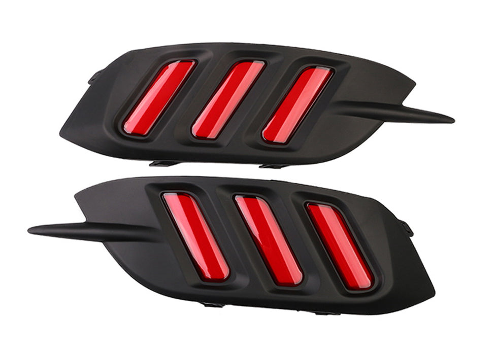 JDM Fluid Style Red LED Rear Bumper Reflector Rear Fog For 16-21 Honda Civic 4DR