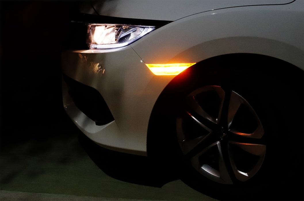 IJDMTOY Smoked Lens LED Side Markers For Honda Civic 2016-2021 – Amber Full LED
