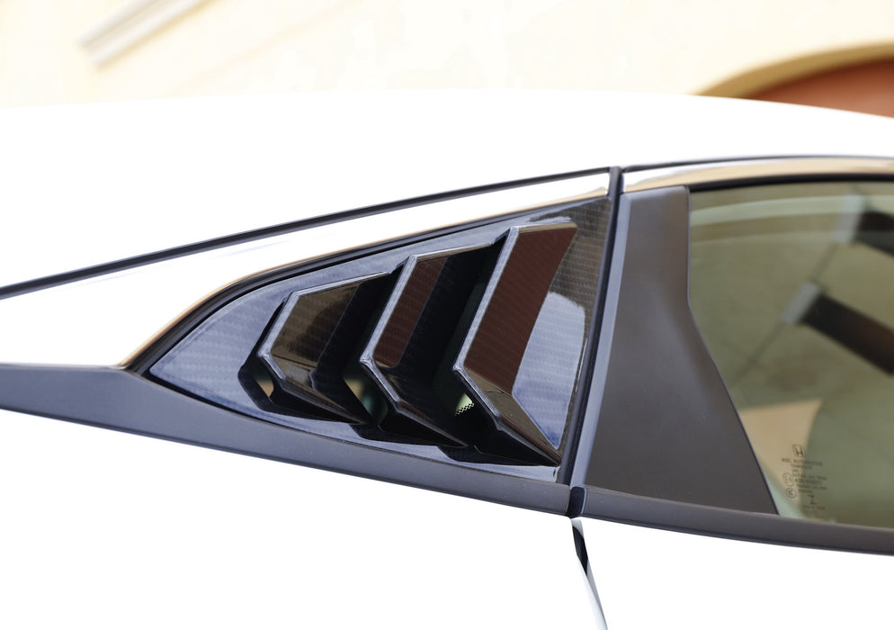 Carbon Fiber Racing Rear Side Window Scoop Air Vent/Louver For 16-21 Civic Sedan