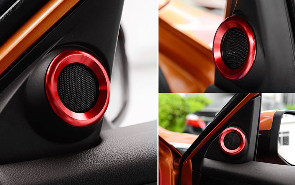 Red Upper Side Door Speaker Surrounding Ring Decoration For 2016-21 Honda Civic