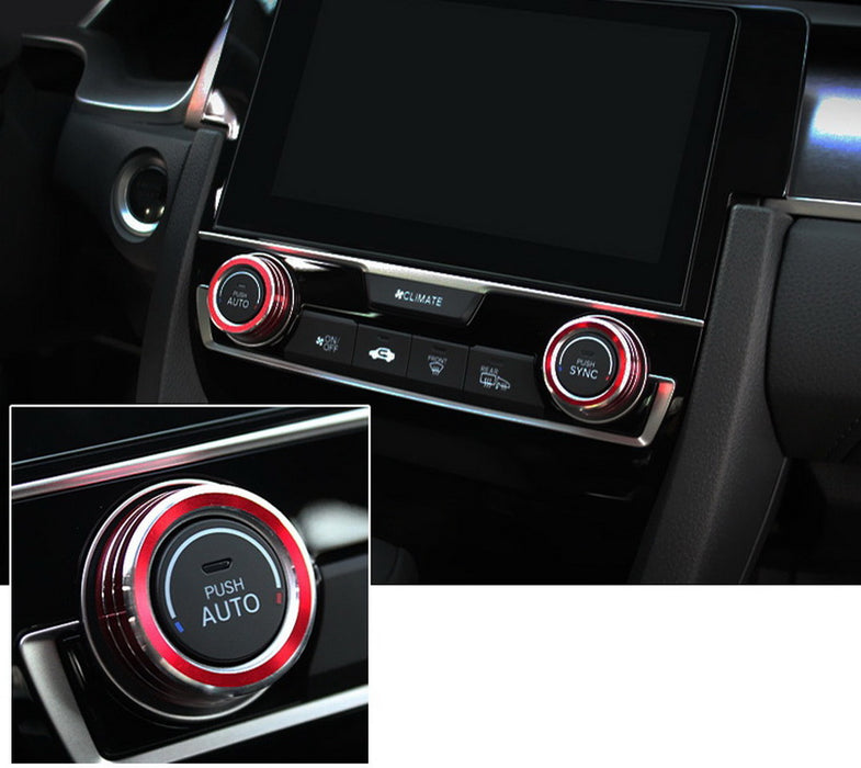 thumbnail image 2 of IJDMTOY Red AC Climate Control & Radio Knob Ring Covers For BMW 1 2 3 3GT 4 Series (3pcs) 2 of 6