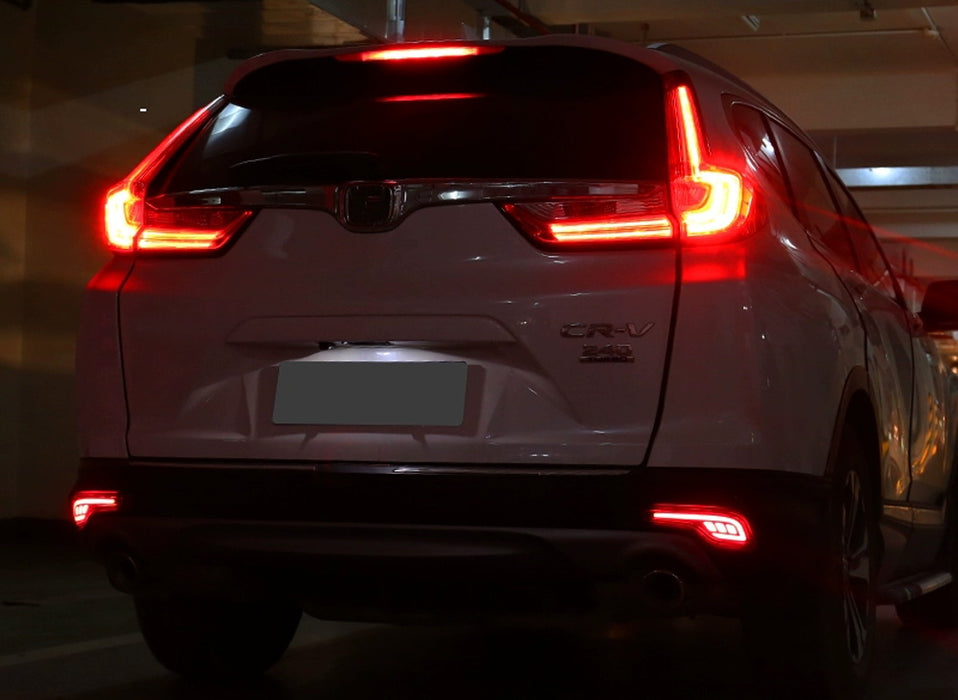Red Lens Full LED Rear Bumper Reflector Tail/Brake Lights For 2017-19 Honda CR-V