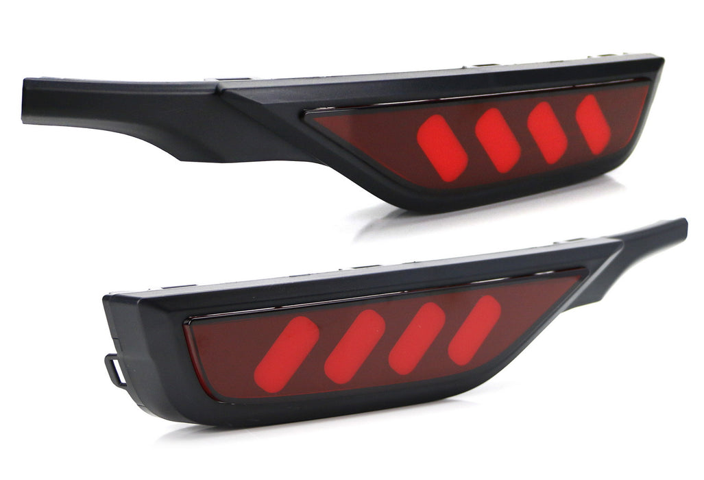 Red Lens LED Bumper Reflector, Sequential Turn Signal Lights For 18-20 Honda FIT