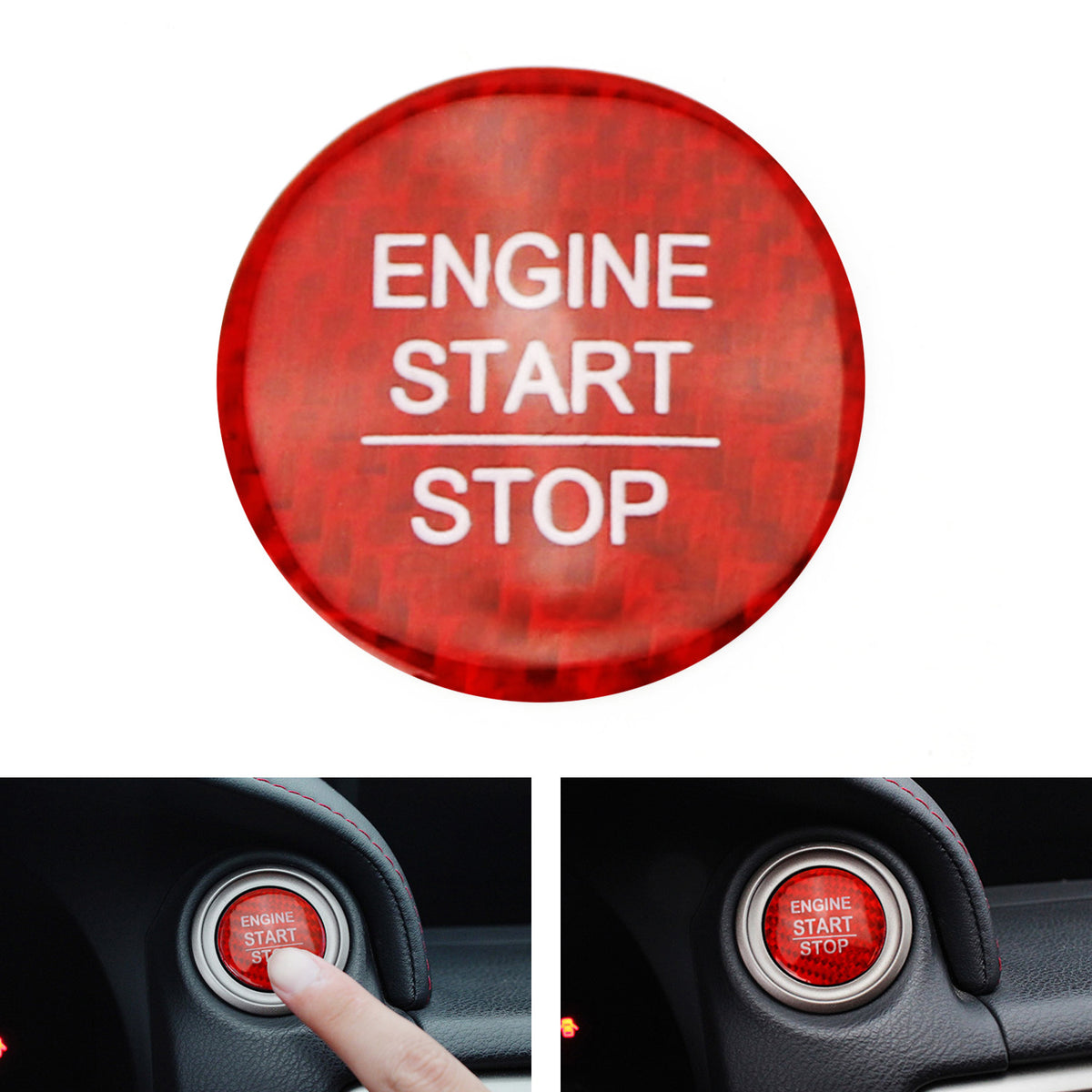 Red Carbon Fiber Keyless Engine Push Start Button Cover For Honda Accord  Civic.. — iJDMTOY.com