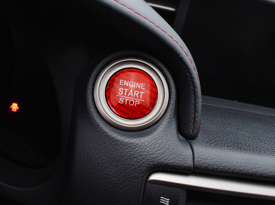 Red Carbon Fiber Keyless Engine Push Start Button Cover For Honda Accord Civic..