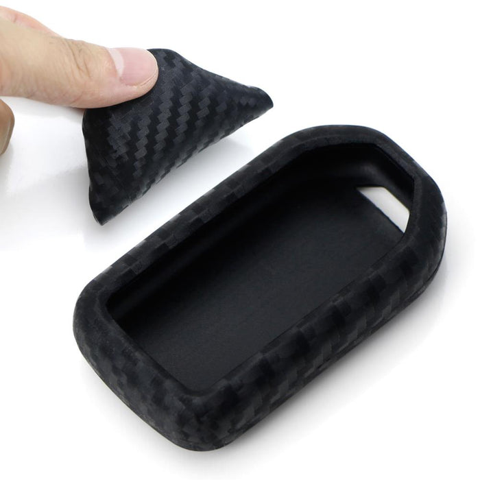 "Carbon Fiber" Soft Silicone Key Fob Cover For Honda Accord Civic Crosstour HRV FIT Odyssey Ridgeline Keyless Fob (Black Twill Weave Pattern)-iJDMTOY