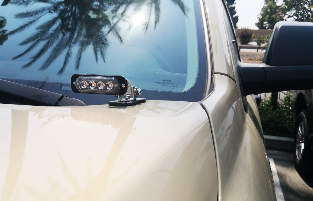 Amber/White 4-LED Hook Two Corner Mount Strobe Warning Lights For Truck SUV Car