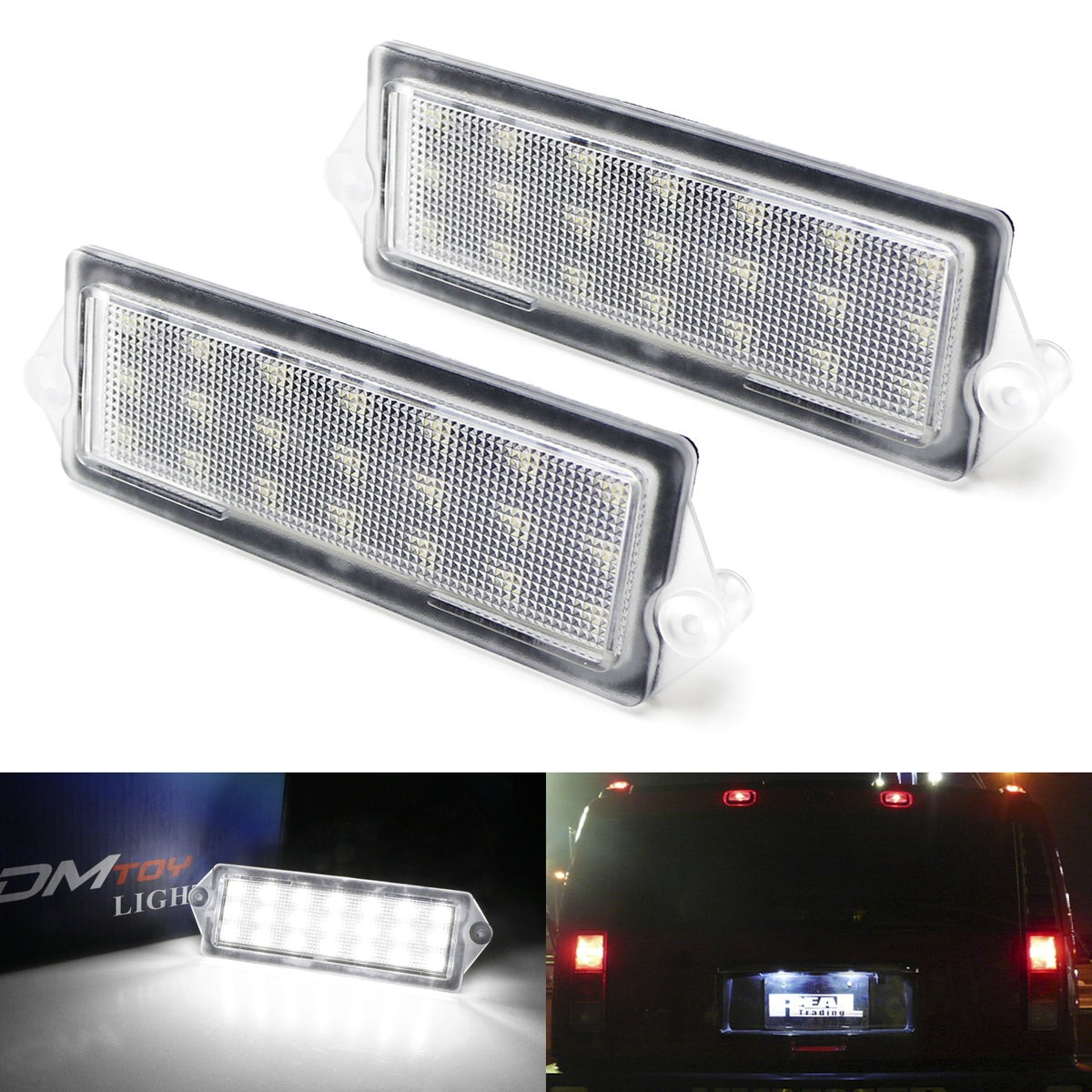 03-07 Hummer H2 Rear Lift Gate Lamp OE-Fit White License Plate Lights — 