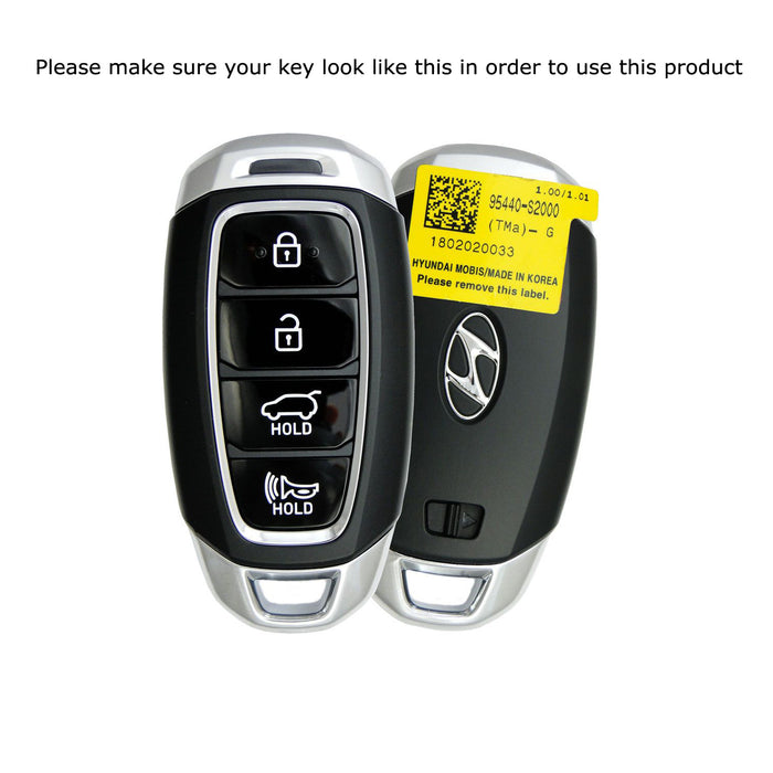  for Hyundai Key Fob Cover Car Key Case Metal Keychain Smart Key  Fob Holder Protector Compatible for Palisade Elantra Kona Santa Veloster  Accent (HYD4-Black) : Automotive