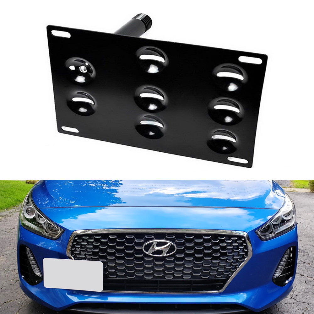 iJDMTOY No Drill Front Bumper Tow Hook License Plate Mounting Bracket  Adapter Kit Compatible with 2010-up Hyundai Genesis Coupe