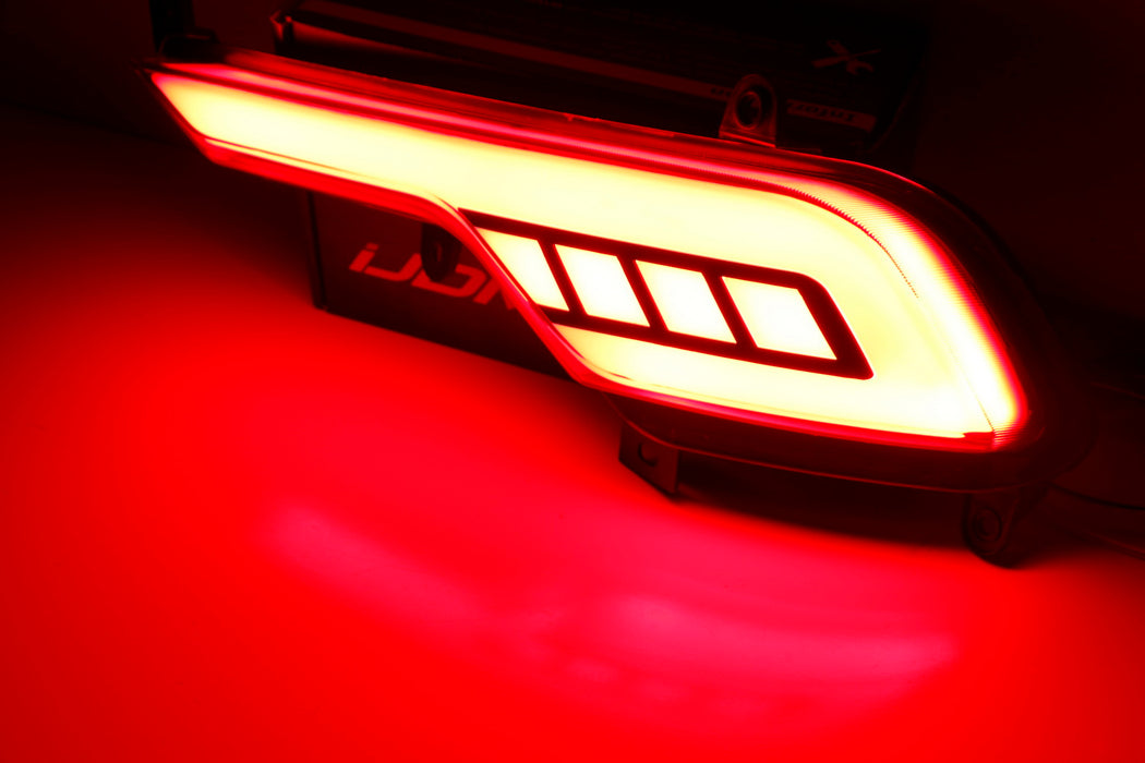 Red Lens JSR Style LED Bumper Reflectors, Rear Fog Lights For 17+ Santa Fe Sport
