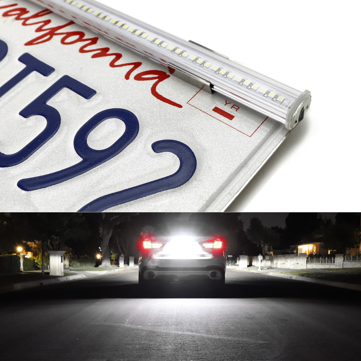 57-SMD Full Size LED License Plate Frame Mount Backup Reverse