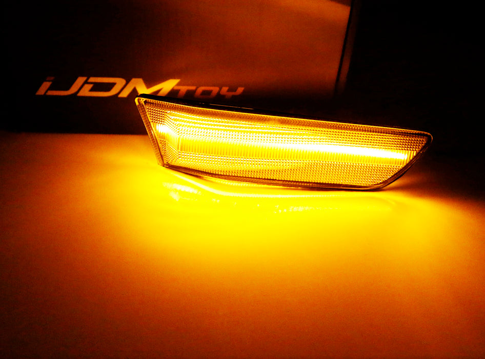 Clear Lens Amber Full LED Fender Side Marker Lights For 03-07 Infiniti G35 Coupe