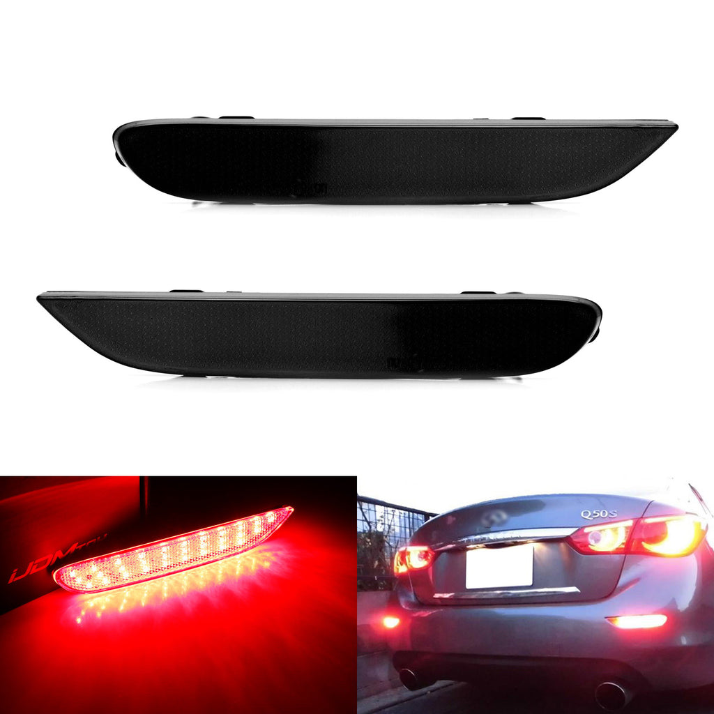 Dark Smoked Lens 60-SMD LED Bumper Reflector Lights Compatible