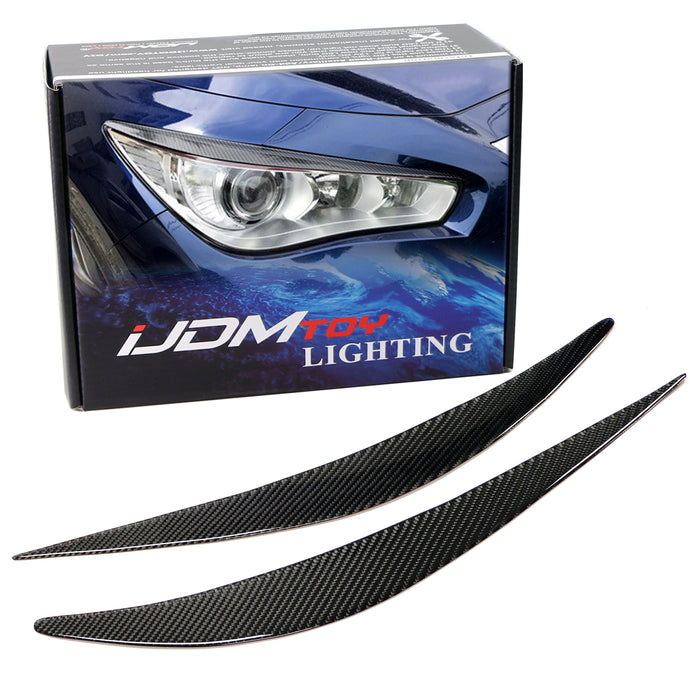 Black Real Carbon Fiber Headlight Eyebrow Covers For Infiniti 2014-up Q50 Sedan