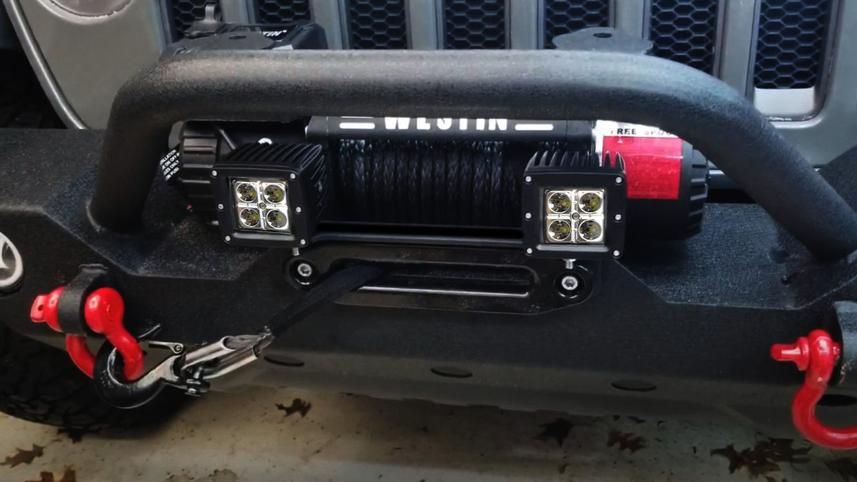 Hawse Fairlead Mount 40W LED Pod Light Kit w/Brackets, Wiring For Jeep Wrangler