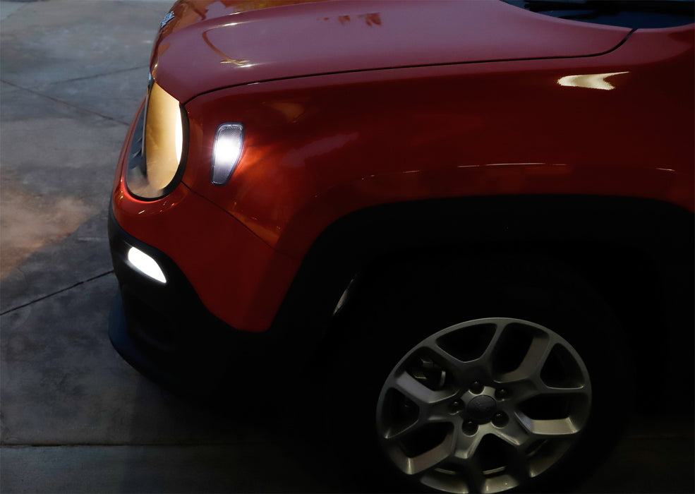 Smoked Lens Side Marker Lamps w/White LED Replacement Bulbs For 2015-up Renegade