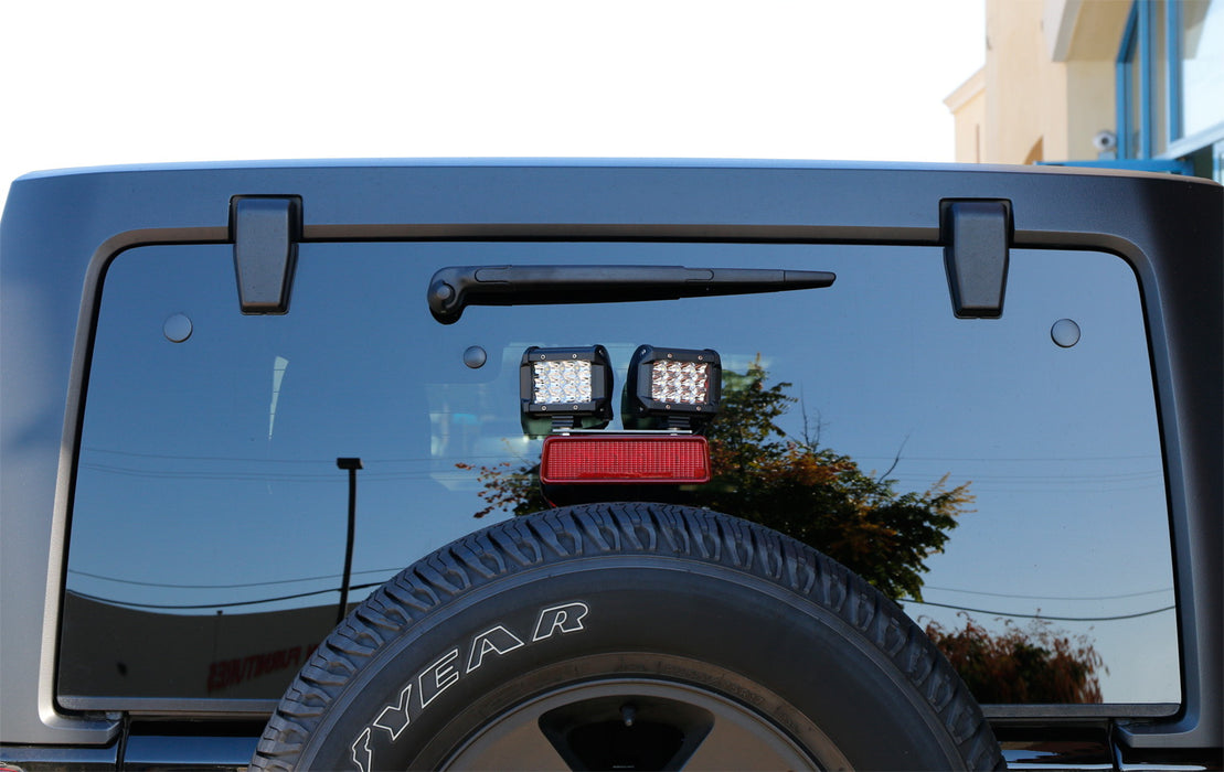72W LED Pod Lights w/ Above 3rd Brake Bracket, Wiring For 07-17 Jeep Wrangler JK