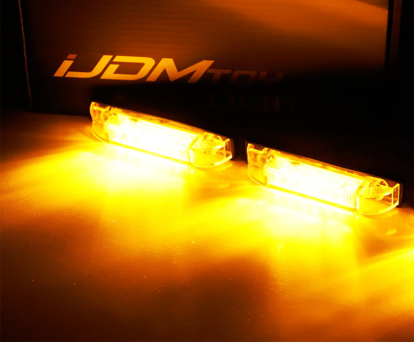 Amber Lens 6-LED Fender Flare Side Marker Lamps For Jeep Wrangler TJ JK and JL