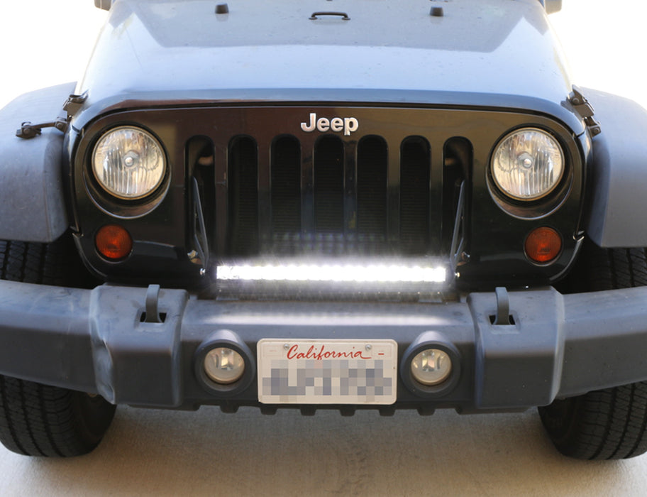 Behind Upper Grill 20" LED Light Bar w/Bracket/Wiring For 2007-17 Jeep Wrangler